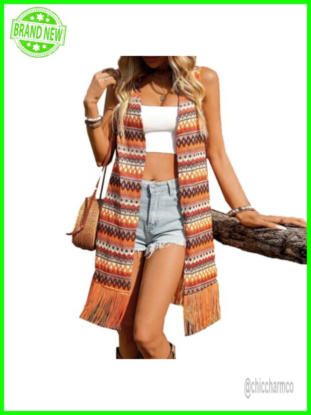 Womens Sleeveless Knit Fringe Vest Cardigan Long Oversized Boho Sweater